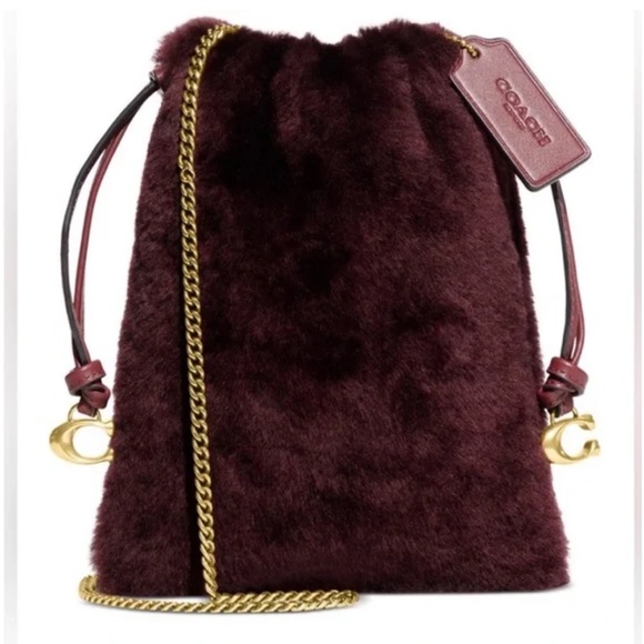Coach Shearling Mini Drawstring Sangria BNWT $250 - Picture 5 of 5